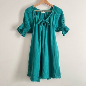 Natural Life Sienna cotton gauze puff sleeve dress in green Size X-Small/Small